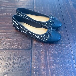 J. Crew Black and White Tweed Flats NEW size 8